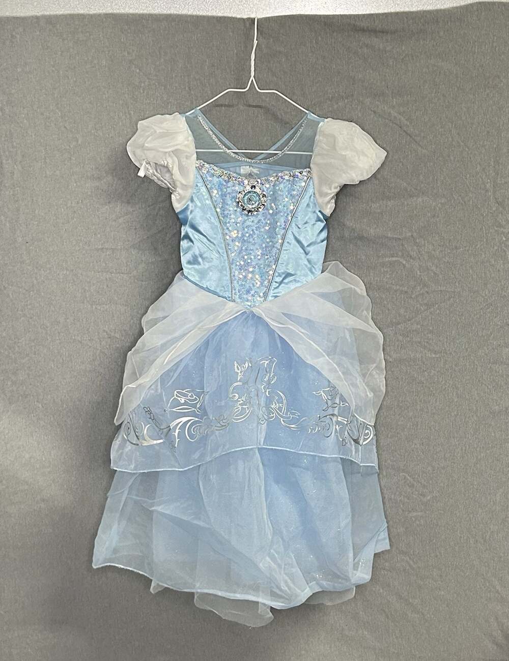 Disney Cinderella Princess Costume Dress Kids Girls S 5/6 Blue Gown Halloween